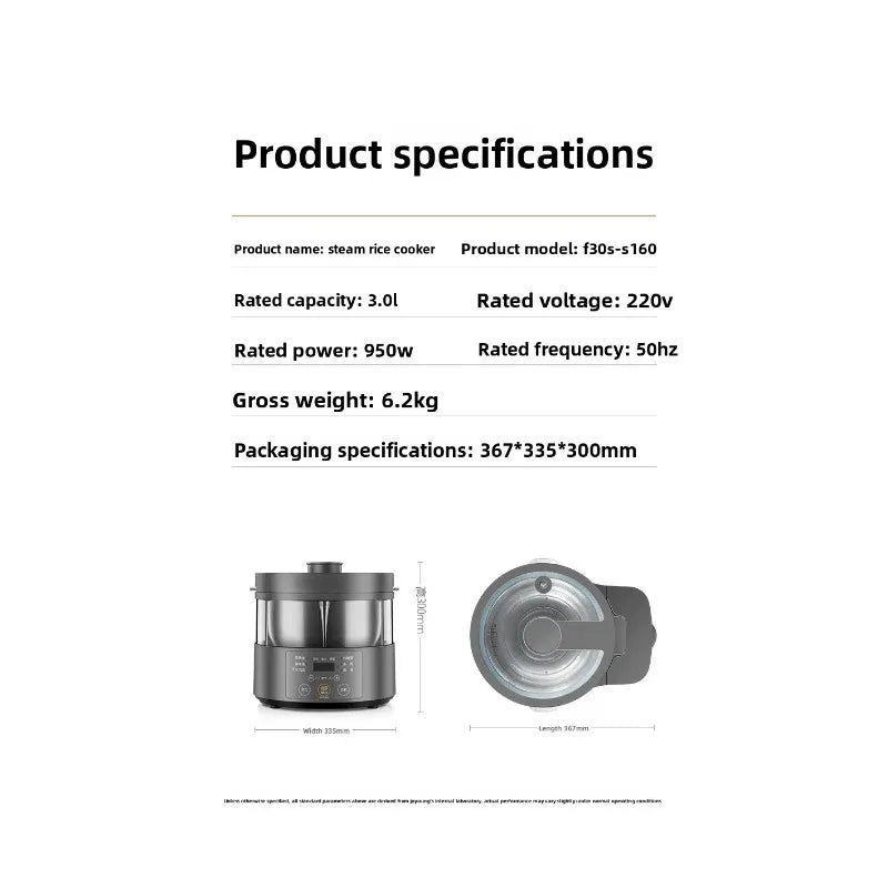 Smart 3L Electric Rice Cooker with Glass Lid