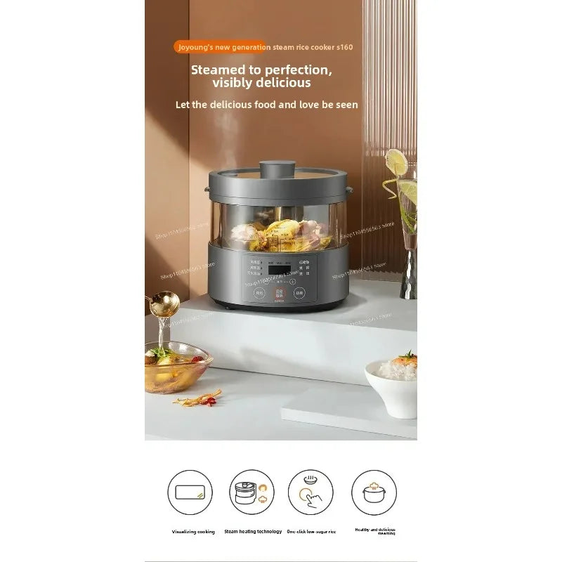 Smart 3L Electric Rice Cooker with Glass Lid