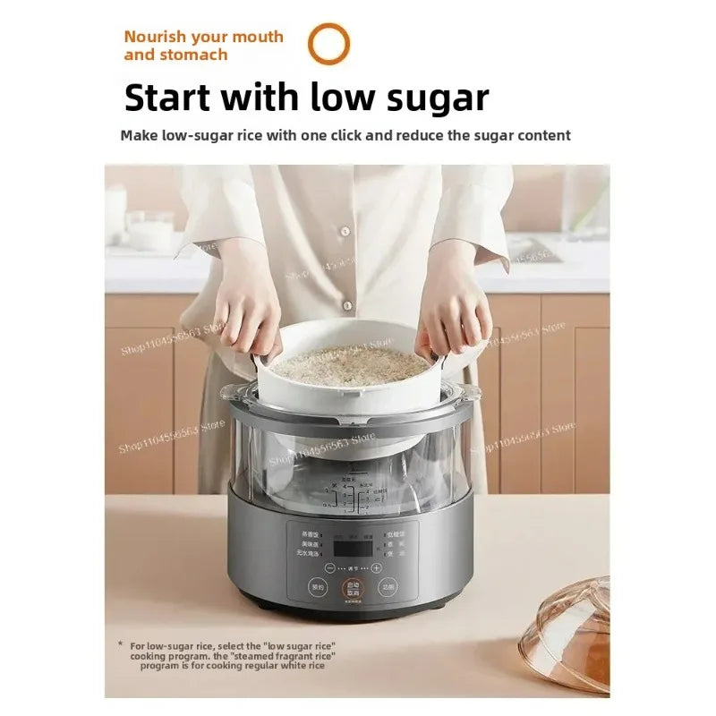 Smart 3L Electric Rice Cooker with Glass Lid