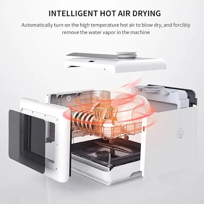 Smart Mini Dishwasher Countertop 6-8 Sets With Air Drying & Sterilization Function For Kitchen